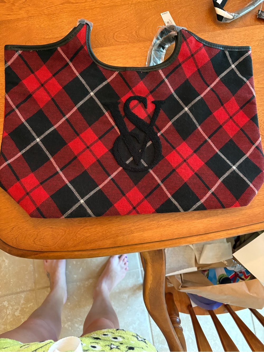 Victoria's Secret Red and Black Plaid Tote